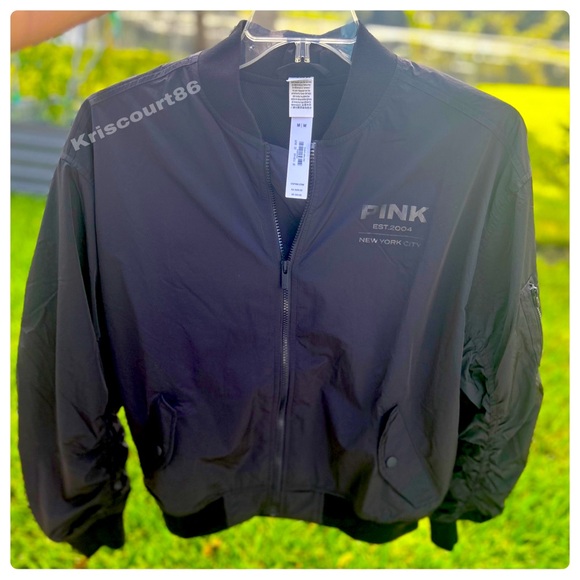 Victoria’s Secret PINK Black Bomber Jacket NEW WITH TAGS - Picture 6 of 16